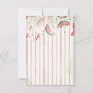 Tarjeta De Agradecimiento Pink Striped Watermelon First Birthday Party Invit