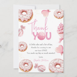 Tarjeta De Agradecimiento Pink Sweet One Birthday Thank You