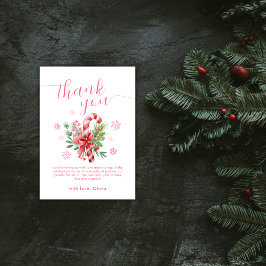 Tarjeta De Agradecimiento Pink Sweet Snowflake Festive Candy Baby Shower 