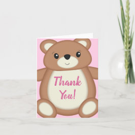 Tarjeta De Agradecimiento Pink Teddy Bear Baby Shower