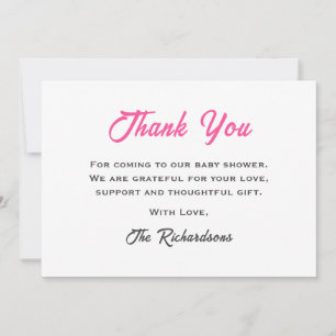 Tarjeta De Agradecimiento Pink Teddy Bear Baby Shower New Chapter Storybook