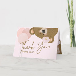 Tarjeta De Agradecimiento Pink Teddy Podemos Bear Esperar Chica Baby Shower