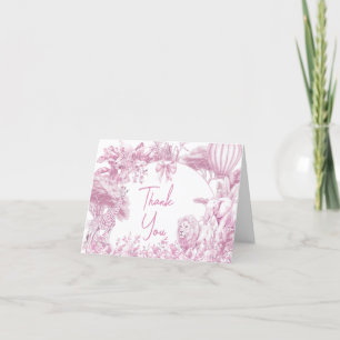 Tarjeta De Agradecimiento Pink Toile Safari Baby Shower