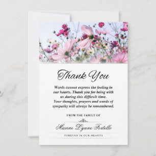Tarjeta De Agradecimiento Pink Wild Flower Field Gracias A La Solidaridad