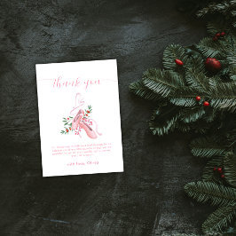 Tarjeta De Agradecimiento Pink Winter Ballerina Tutu Cold Baby Shower