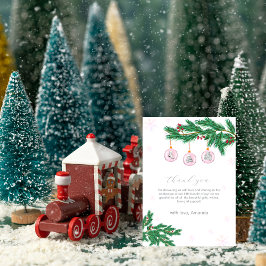 Tarjeta De Agradecimiento Pink Winter Clothesline Ornaments Baby Shower 