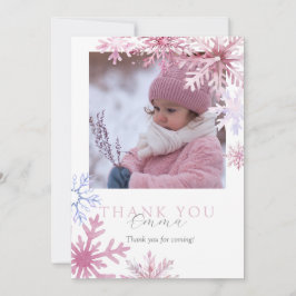 Tarjeta De Agradecimiento Pink Winter Wonderland photo thank you card