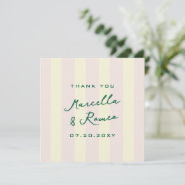 Tarjeta De Agradecimiento Pink Yellow Vertical Stripes Wedding Thank You