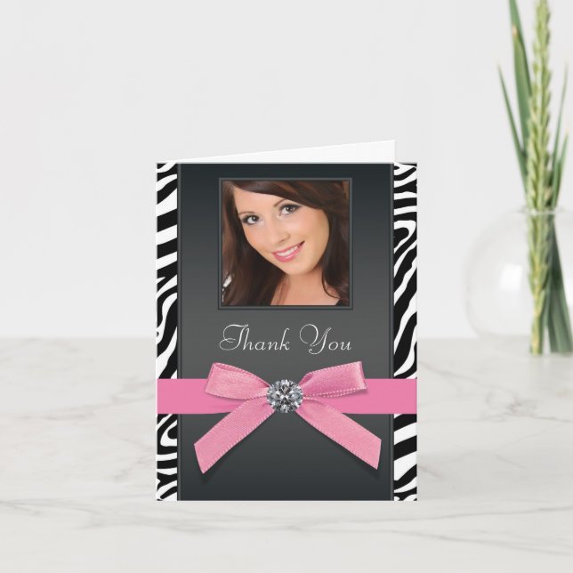 Tarjeta De Agradecimiento Pink Zebra Photo Thank You Cards (Anverso)