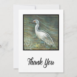 Tarjeta De Agradecimiento Pintado De Vegetación De Egret En El Agua