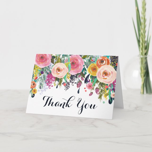 Tarjeta De Agradecimiento Pintado Floral Garden Gracias Flip Greeting Card (Anverso)