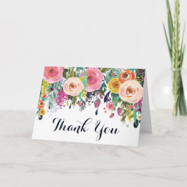 Tarjeta De Agradecimiento Pintado Floral Garden Gracias Flip Greeting Card