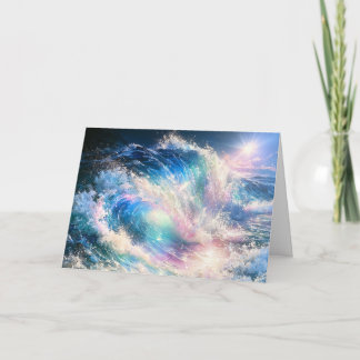 Tarjeta De Agradecimiento Pintura abstracta de onda rosa acuática