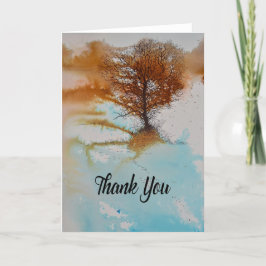 Tarjeta De Agradecimiento Pintura abstracta del arte del árbol paisajístico