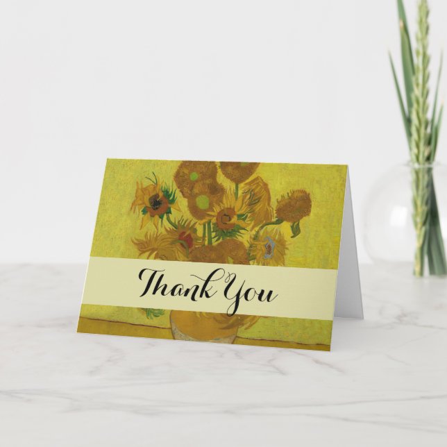 Tarjeta De Agradecimiento Pintura de 15 girasoles de Vincent Van Gogh (Anverso)