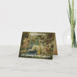 Tarjeta De Agradecimiento Pintura de Aceite Cupido Vintage