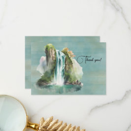 Tarjeta De Agradecimiento Pintura de acuarela de cascada