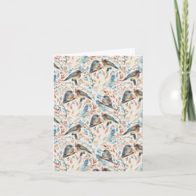 Tarjeta De Agradecimiento Pintura de acuarela floral de Bluebirds (Anverso)