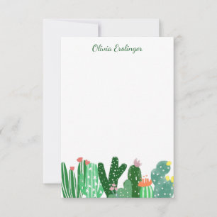 Tarjeta De Agradecimiento Pintura de cactus del desierto en verde personaliz