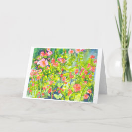 Tarjeta De Agradecimiento pintura de color de agua de hollyhocks