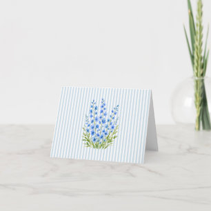 Tarjeta De Agradecimiento Pintura de Flor de Delfinium Azul Franja Azul