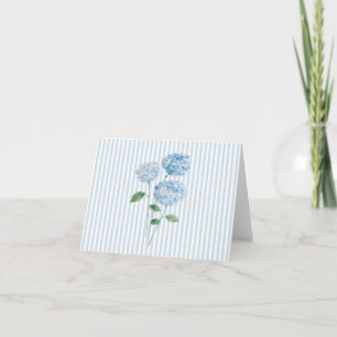 Tarjeta De Agradecimiento Pintura de Flor de Hortensia Azul Franja Azul