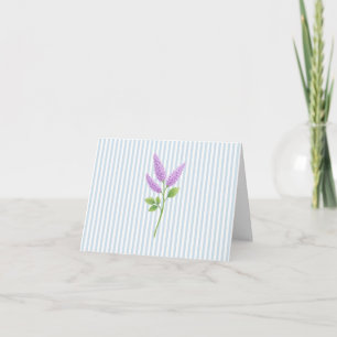 Tarjeta De Agradecimiento Pintura de flor de lila púrpura con franja azul