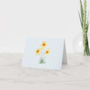 Tarjeta De Agradecimiento Pintura de flor de narciso franja azul