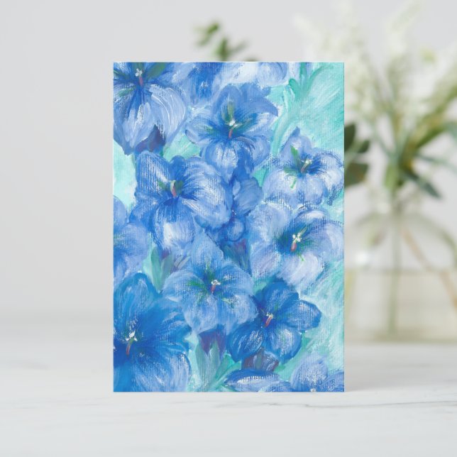 Tarjeta De Agradecimiento Pintura de flor silvestre azul gentiano (Anverso de pie)