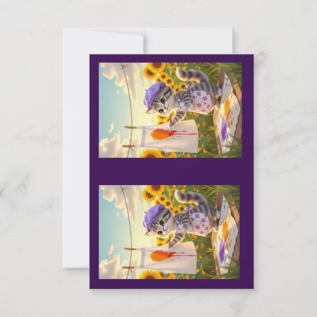 Tarjeta De Agradecimiento Pintura de gatos en tablas grises (Anverso)