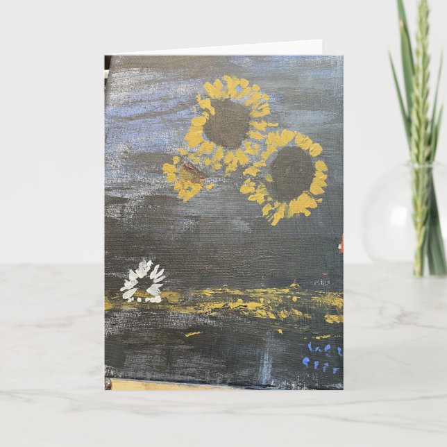 Tarjeta De Agradecimiento Pintura de girasoles (Anverso)