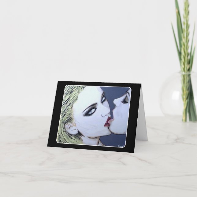 Tarjeta De Agradecimiento Pintura de 'Just a Kiss' en un (Anverso)