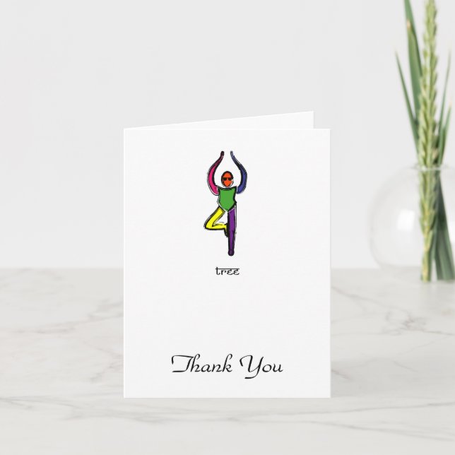 Tarjeta De Agradecimiento Pintura de la actitud de la yoga del árbol con el (Anverso)