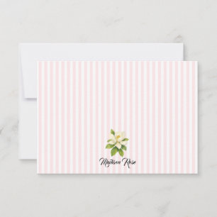Tarjeta De Agradecimiento Pintura de magnolia personalizada Preppy de franja
