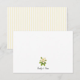 Tarjeta De Agradecimiento Pintura de magnolia personalizada raya preppy