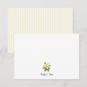 Tarjeta De Agradecimiento Pintura de magnolia personalizada raya Preppy