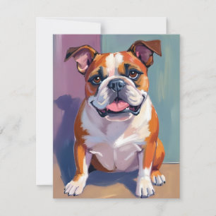 Tarjeta De Agradecimiento Pintura de mascota de Bulldog caprichosa acuarela
