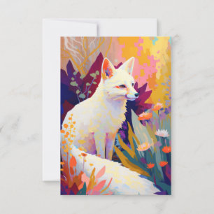Tarjeta De Agradecimiento Pintura de retrato animal de Fox con vida salvaje