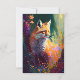 Tarjeta De Agradecimiento Pintura de retrato animal de Fox con vida salvaje 