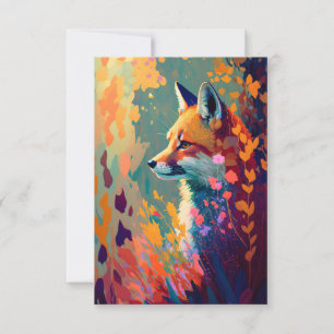 Tarjeta De Agradecimiento Pintura de retrato animal de Fox con vida salvaje 