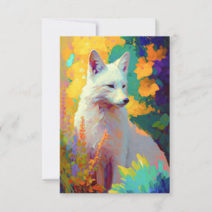 Tarjeta De Agradecimiento Pintura de retrato animal de Fox con vida salvaje