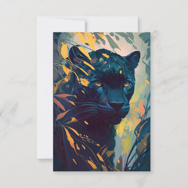 Tarjeta De Agradecimiento Pintura de retrato animal de pantera vida salvaje  (Anverso)
