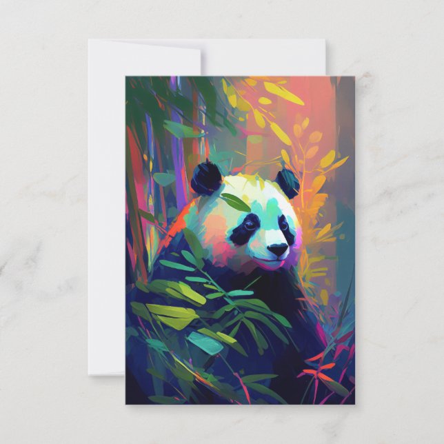 Tarjeta De Agradecimiento Pintura de retrato animal Panda Vida salvaje al ai (Anverso)