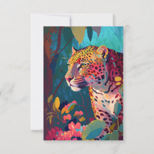 Tarjeta De Agradecimiento Pintura de retrato de animales leopardos al aire l