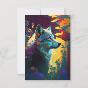 Tarjeta De Agradecimiento Pintura de retrato de animales lobo Vida salvaje a