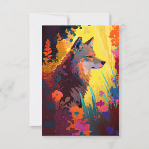 Tarjeta De Agradecimiento Pintura de retrato de animales lobo Vida salvaje a