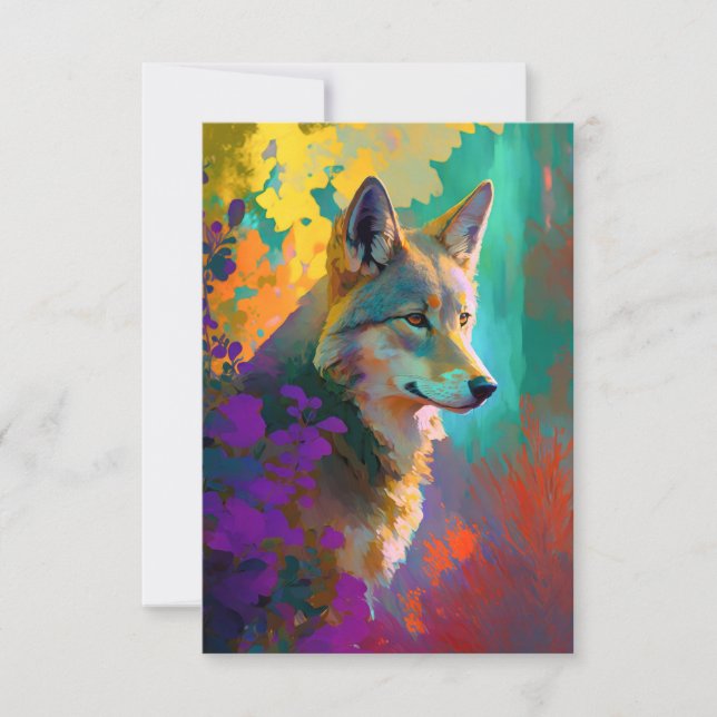 Tarjeta De Agradecimiento Pintura de retrato de animales lobo Vida salvaje a (Anverso)