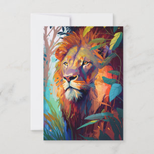 Tarjeta De Agradecimiento Pintura de retrato de león animal vida silvestre a