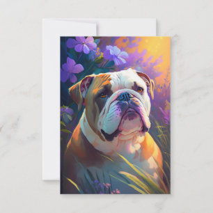 Tarjeta De Agradecimiento Pintura de retrato de perro animal Bulldog Inglés 