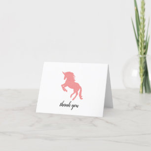 Tarjeta De Agradecimiento Pintura de silueta de Unicornio rosa